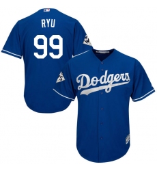 Youth Majestic Los Angeles Dodgers #99 Hyun-Jin Ryu Replica Royal Blue Alternate 2017 World Series Bound Cool Base MLB Jersey