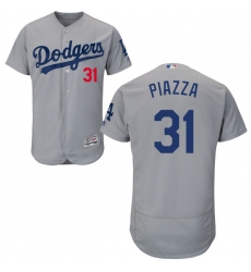 Men's Majestic Los Angeles Dodgers #31 Mike Piazza Gray Alternate Road Flexbase Authentic Collection MLB Jersey
