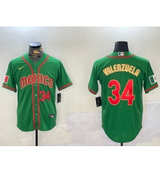 Men's Mexico Baseball #34 Fernando Valenzuela Number 2023 Green Gold World Classic Stitched Jersey