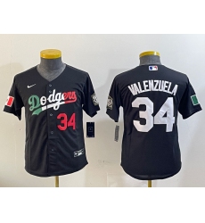 Women's Los Angeles Dodgers #34 Fernando Valenzuela Number Black Mexico 2020 World Series Cool Base Nike Jersey