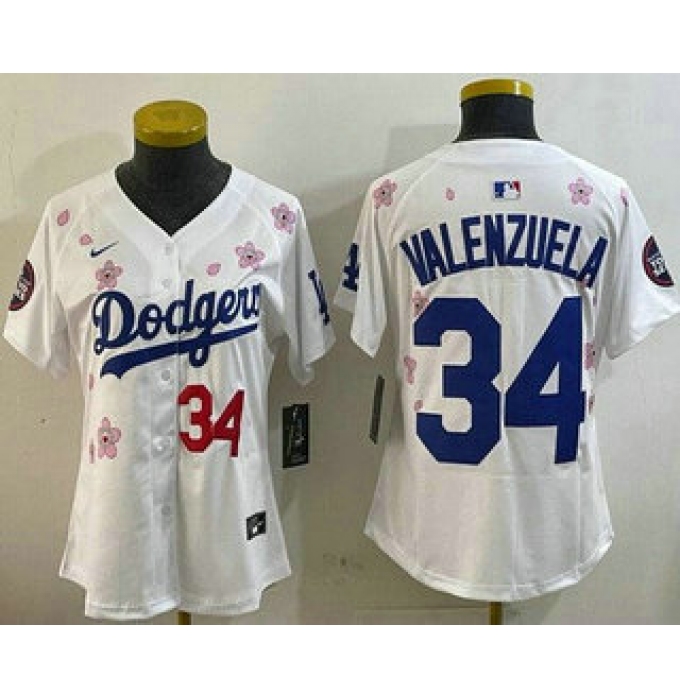 Women's Los Angeles Dodgers #34 Fernando Valenzuela White 2025 Tokyo Series Limited Jersey