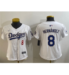 Women's Los Angeles Dodgers #8 Enrique Hernández White 2024 Jackie Robinson Limited Stitched Baseball Jersey(Run Small)