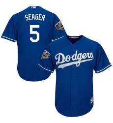 Youth Majestic Los Angeles Dodgers #5 Corey Seager Authentic Royal Blue Alternate Cool Base 2018 World Series MLB Jersey