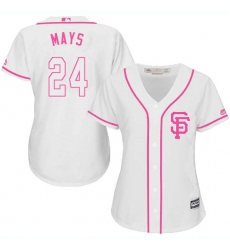 Women's Majestic San Francisco Giants #24 Willie Mays Replica White Fashion Cool Base MLB Jersey