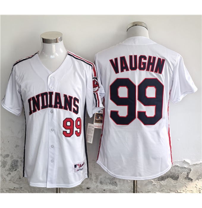 Men's Cleveland Guardians #99 Ricky Vaughn White Stitched Baseball Jersey