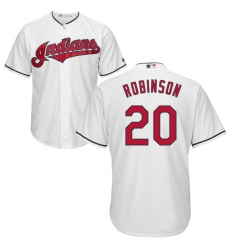 Men's Majestic Cleveland Indians #20 Eddie Robinson Replica White Home Cool Base MLB Jersey