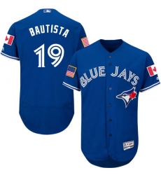 Men's Majestic Toronto Blue Jays #19 Jose Bautista Authentic Royal Blue Fashion Stars & Stripes Flex Base MLB Jersey