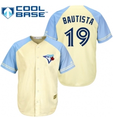 Men's Majestic Toronto Blue Jays #19 Jose Bautista Replica Cream Exclusive Vintage Cool Base MLB Jersey