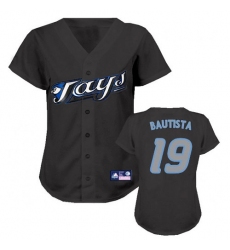 Women's Majestic Toronto Blue Jays #19 Jose Bautista Replica Black MLB Jersey