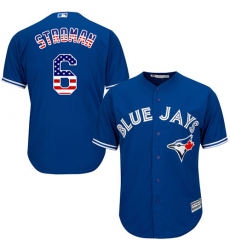 Men's Majestic Toronto Blue Jays #6 Marcus Stroman Authentic Royal Blue USA Flag Fashion MLB Jersey