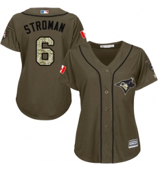 Women's Majestic Toronto Blue Jays #6 Marcus Stroman Authentic Green Salute to Service MLB Jersey