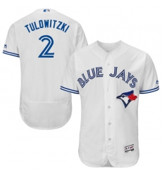Men's Majestic Toronto Blue Jays #2 Troy Tulowitzki White Home Flex Base Authentic Collection MLB Jersey