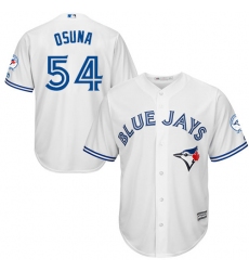 Men's Majestic Toronto Blue Jays #54 Roberto Osuna Replica White Home 40th Anniversary Patch MLB Jersey