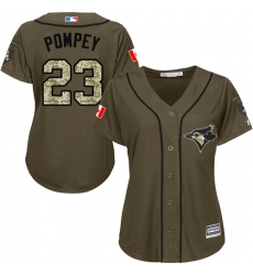 Women's Majestic Toronto Blue Jays #23 Dalton Pompey Replica Green Salute to Service MLB Jersey