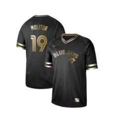 Men's Toronto Blue Jays #19 Paul Molitor Authentic Black Gold Fashion Baseball Jersey