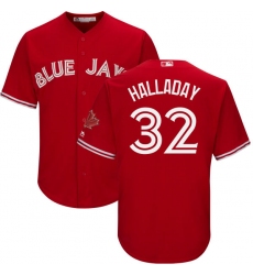 Youth Majestic Toronto Blue Jays #32 Roy Halladay Replica Scarlet Alternate MLB Jersey