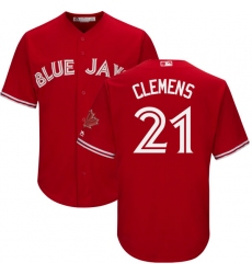 Youth Majestic Toronto Blue Jays #21 Roger Clemens Replica Scarlet Alternate MLB Jersey