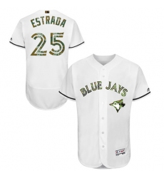 Men's Majestic Toronto Blue Jays #25 Marco Estrada Authentic White 2016 Memorial Day Fashion Flex Base MLB Jersey