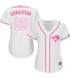 Women's Majestic Toronto Blue Jays #20 Josh Donaldson Authentic White Fashion Cool Base MLB Jersey