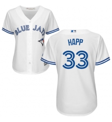 Women's Majestic Toronto Blue Jays #33 J.A. Happ Authentic White Home MLB Jersey