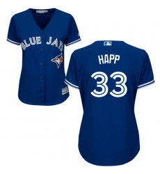 Women's Majestic Toronto Blue Jays #33 J.A. Happ Replica Blue Alternate MLB Jersey
