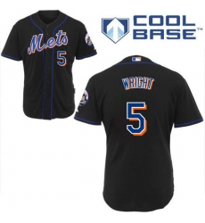 Men's Majestic New York Mets #5 David Wright Authentic Black Cool Base MLB Jersey