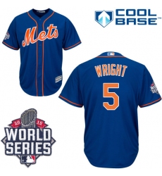 Men's Majestic New York Mets #5 David Wright Replica Royal Blue Alternate Home Cool Base 2015 World Series MLB Jersey
