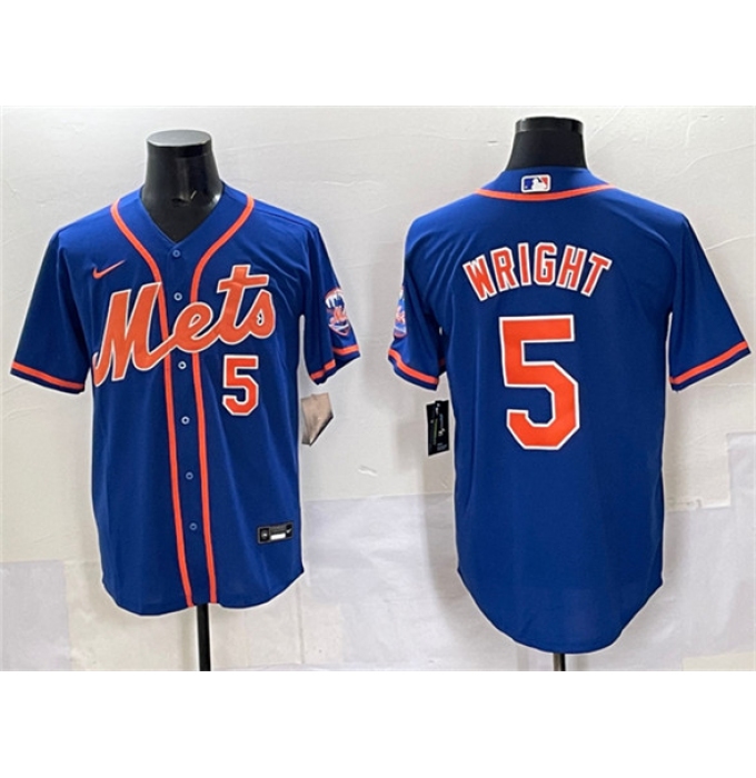 Men's New York Mets #5 David Wright Blue Cool Base Stitched Baseball Jersey