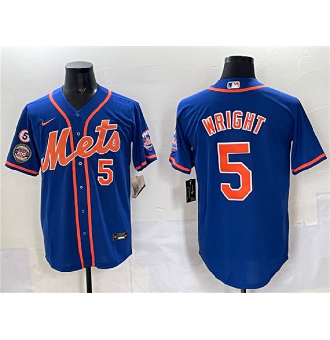 Men's New York Mets #5 David Wright Blue With Cool Base Stitched Baseball Jersey