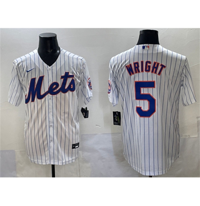 Men's New York Mets #5 David Wright White Stitched Baseball Jersey