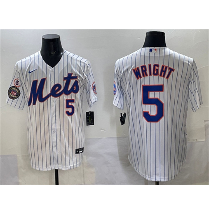 Men's New York Mets #5 David Wright White With Stitched Baseball Jersey
