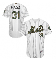 Men's Majestic New York Mets #31 Mike Piazza Authentic White 2016 Memorial Day Fashion Flex Base MLB Jersey