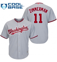 Youth Majestic Washington Nationals #11 Ryan Zimmerman Authentic Grey Road Cool Base MLB Jersey