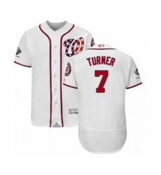 Men's Washington Nationals #7 Trea Turner White Home Flex Base Authentic Collection 2019 World Series Champions Baseball Jersey