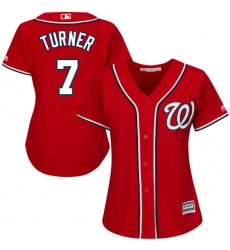 Women's Majestic Washington Nationals #7 Trea Turner Authentic Red Alternate 1 Cool Base MLB Jersey