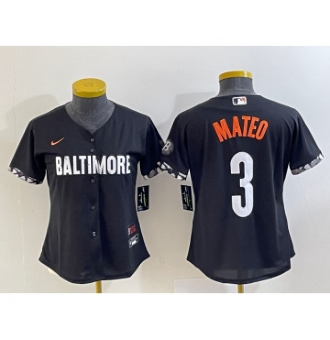 Youth Baltimore Orioles #3 Jorge Mateo Black 2023 City Connect Cool Base Stitched Jersey 1