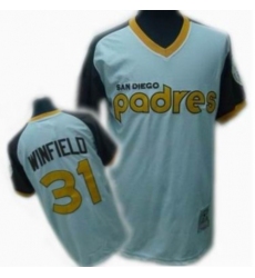 Men's Mitchell and Ness San Diego Padres #31 Dave Winfield Replica White Throwback MLB Jersey