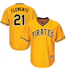 Youth Majestic Pittsburgh Pirates #21 Roberto Clemente Authentic Gold Alternate Cool Base MLB Jersey