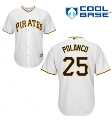 Youth Majestic Pittsburgh Pirates #25 Gregory Polanco Replica White Home Cool Base MLB Jersey