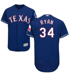 Men's Majestic Texas Rangers #34 Nolan Ryan Royal Blue Alternate Flex Base Authentic Collection MLB Jersey