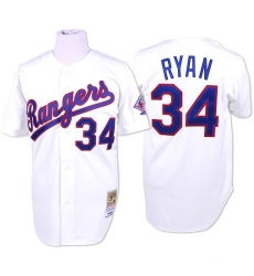 Men's Mitchell and Ness Texas Rangers #34 Nolan Ryan Authentic White Throwback MLB Jersey Men's Mitchell and Ness Texas Rangers #34 Nolan Ryan Authentic White Throwback MLB Jersey