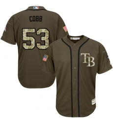 Youth Majestic Tampa Bay Rays #53 Alex Cobb Replica Green Salute to Service MLB Jersey