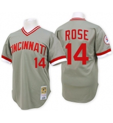 Men's Mitchell and Ness Cincinnati Reds #14 Pete Rose Authentic Grey Throwback MLB Jersey Men's Mitchell and Ness Cincinnati Reds #14 Pete Rose Authentic Grey Throwback MLB Jersey