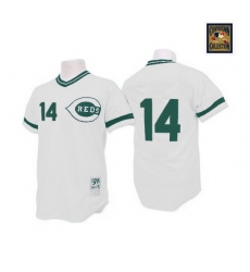Men's Mitchell and Ness Cincinnati Reds #14 Pete Rose Authentic White(Green Patch) Throwback MLB Jersey Men's Mitchell and Ness Cincinnati Reds #14 Pete Rose Authentic White(Green Patch) Throwback MLB Jersey