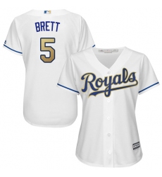 Women's Majestic Kansas City Royals #5 George Brett Replica White Home Cool Base MLB Jersey