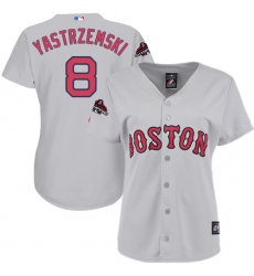 Women's Majestic Boston Red Sox #8 Carl Yastrzemski Authentic Grey Road 2018 World Series Champions MLB Jersey