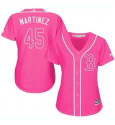 Women's Majestic Boston Red Sox #45 Pedro Martinez Replica Pink Fashion MLB Jersey