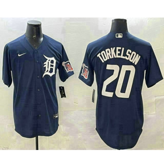 Men's Detroit Tigers #20 Spencer Torkelson Navy With Cool Base Stitched Jersey