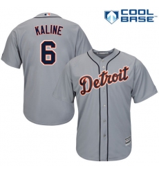 Men's Majestic Detroit Tigers #6 Al Kaline Replica Grey Road Cool Base MLB Jersey