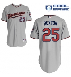 Men's Majestic Minnesota Twins #25 Byron Buxton Replica Grey Road Cool Base MLB Jersey